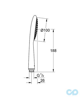 креслення Ручний душ Grohe Rainshower Solo 100 27376000