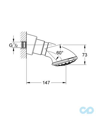 креслення Верхній душ Grohe Movario 100 Five 28513000
