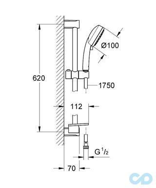 технічна схема Душовий гарнітур Grohe New Tempesta Cosmopolitan 27928001
