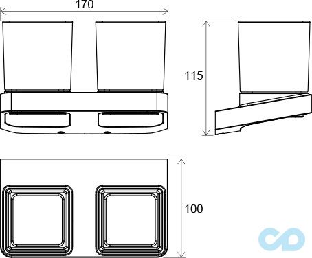 чертеж Держатель с двумя стаканами Ravak 10° TD 220