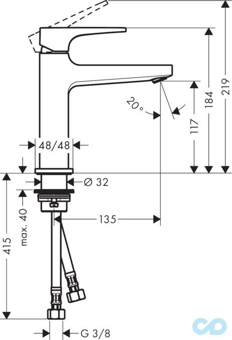 креслення Змішувач для раковини Hansgrohe Metropol 110 32507000
