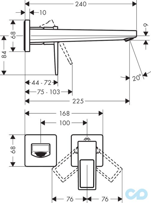 креслення Змішувач для раковини Hansgrohe Metropol 74526000
