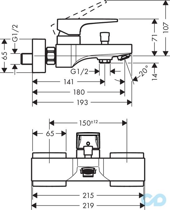 розмір змішувач для раковини hansgrohe metropol 74540000
