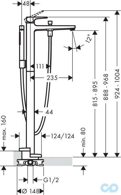 розмір змішувач для ванни hansgrohe metropol 74532000