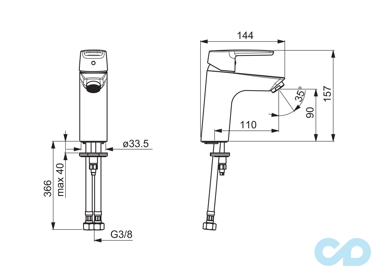 розмір змішувач для раковини oras saga xl 3911f