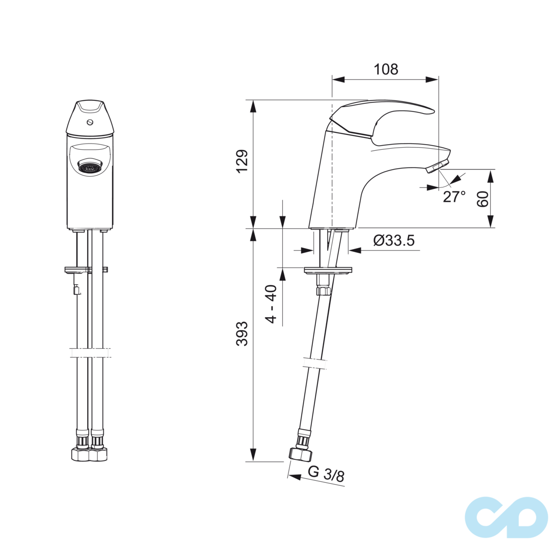 розмір змішувач для раковини oras polara 1411f