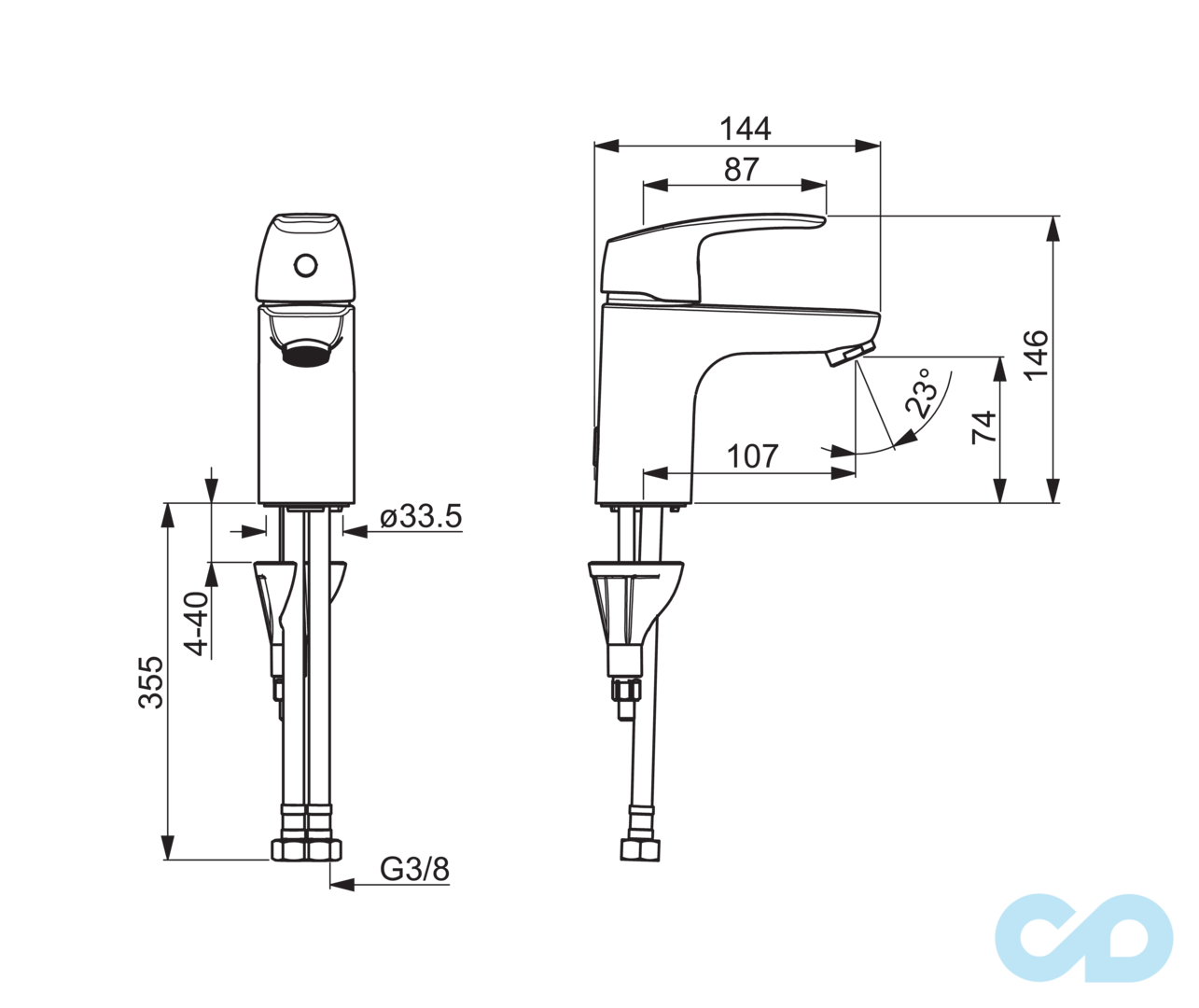 розмір змішувач для раковини oras safira 1010f
