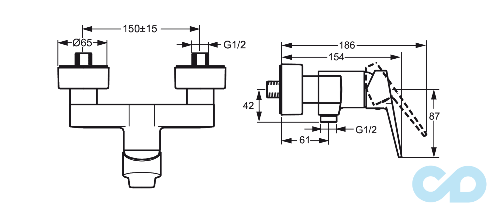 розмір змішувач для душа oras twista 3860u