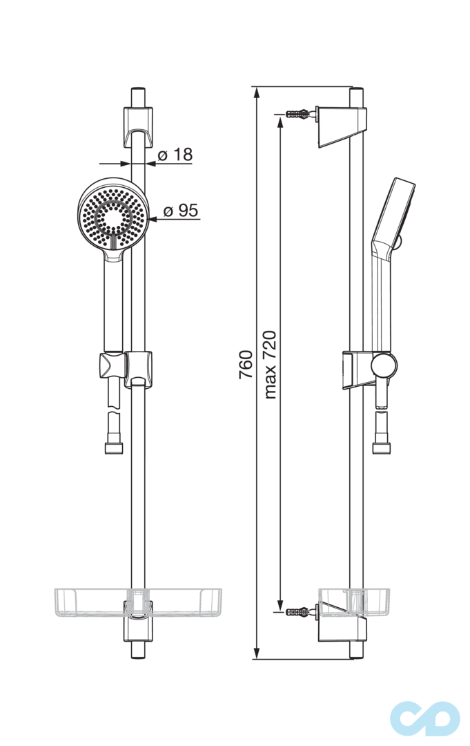 креслення Душовий гарнітур Oras Apollo 544
