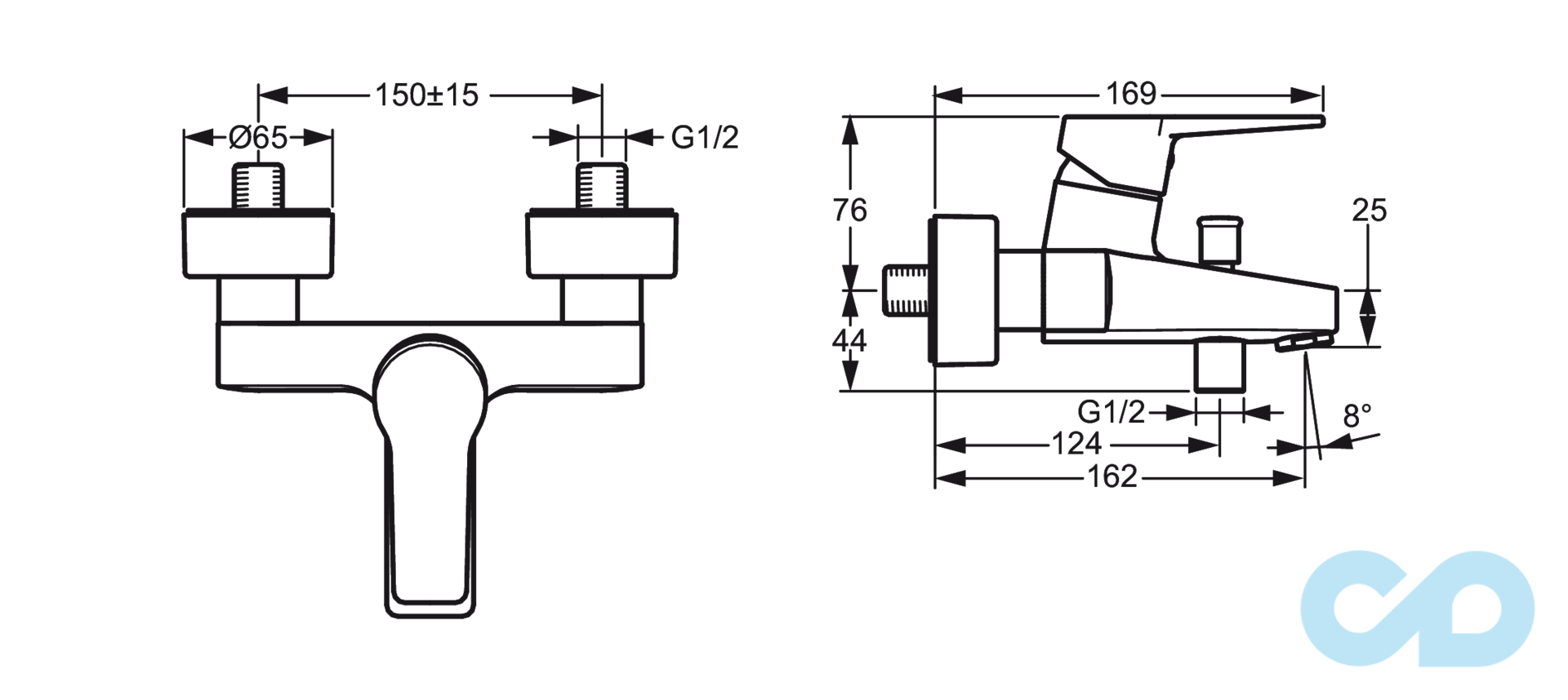 размер смеситель для ванны и душа oras twista 3840u