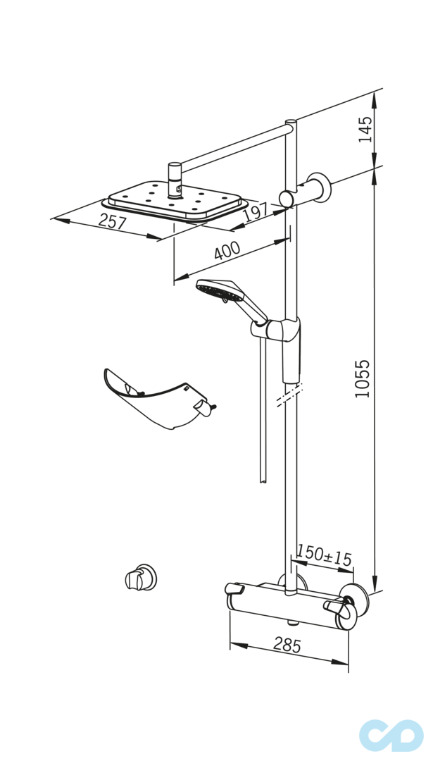 технічна схема Душова система Oras Optima 7192U