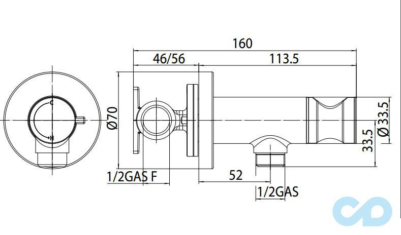 креслення Гігієнічний душ Bossini Nikita E37008B00030015