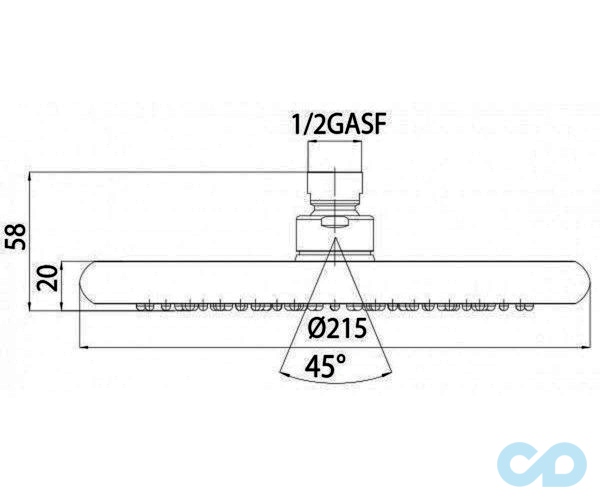 креслення Верхній душ Bossini Agua I00420000030008