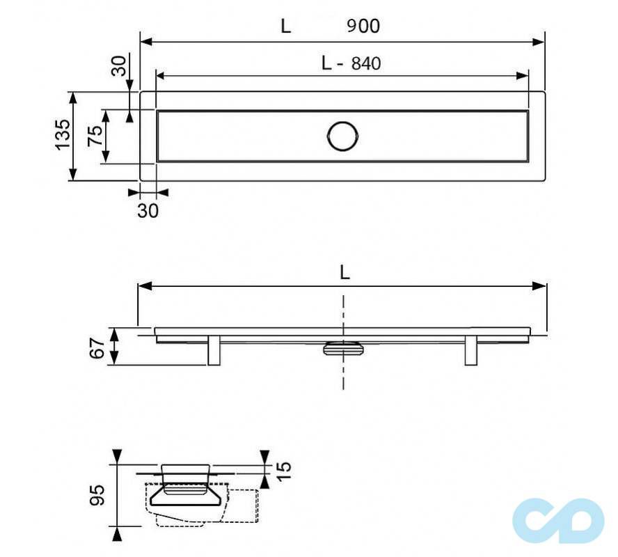 креслення дренажний канал в зборі TECElinus 15103090