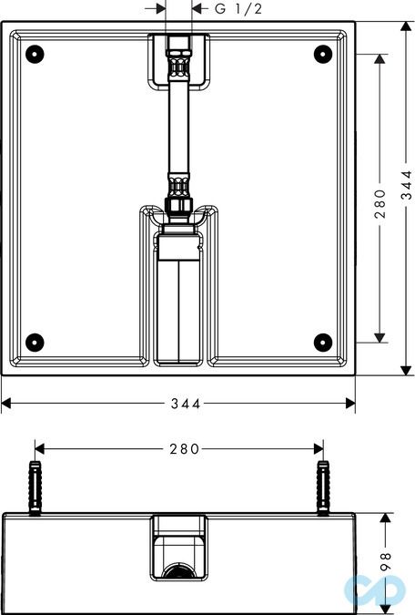 креслення Прихована частина для Hansgrohe Raindance E 26254180
