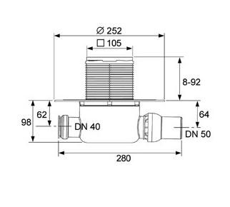 чертеж Дренажный трап TECEdrainpoint S 120 3601200