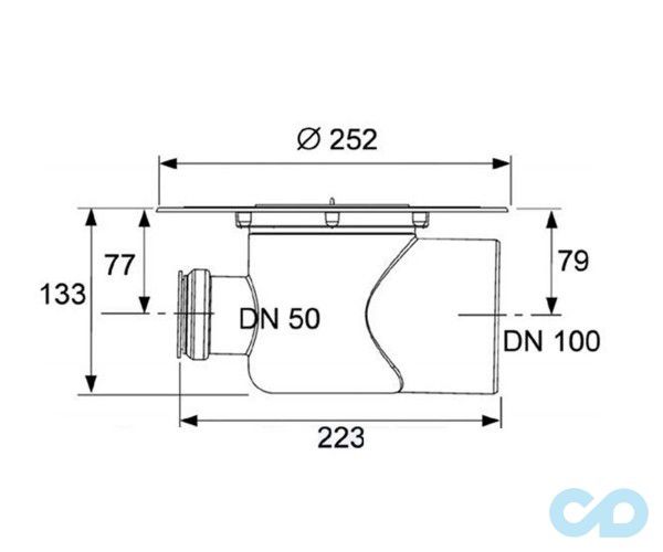 чертеж Дренажный трап TECEdrainpoint S 3607500