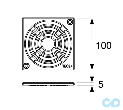чертеж Декоративная решётка для трапа TECEdrainpoint S 3665000