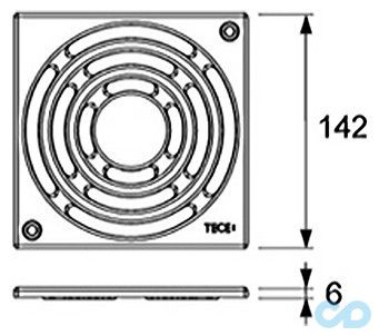 креслення Декоративна решітка для трапа TECEdrainpoint S 3665001