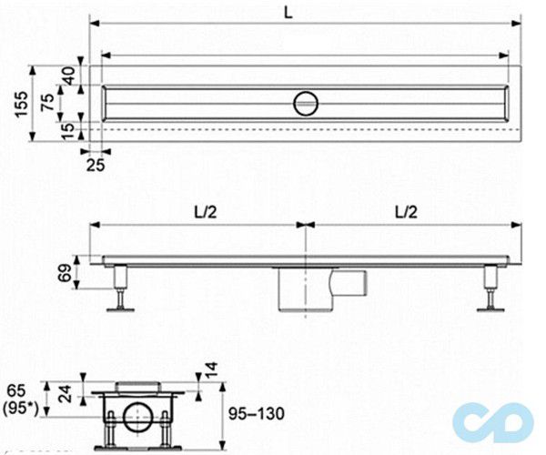 креслення дренажний канал TECEdrainline 600700
