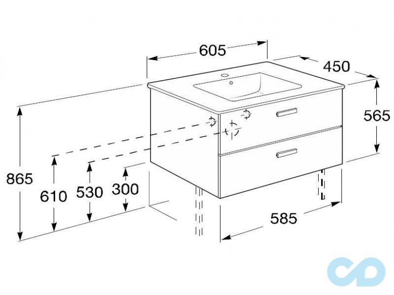 креслення Тумба з умивальником Roca Victoria A855854806