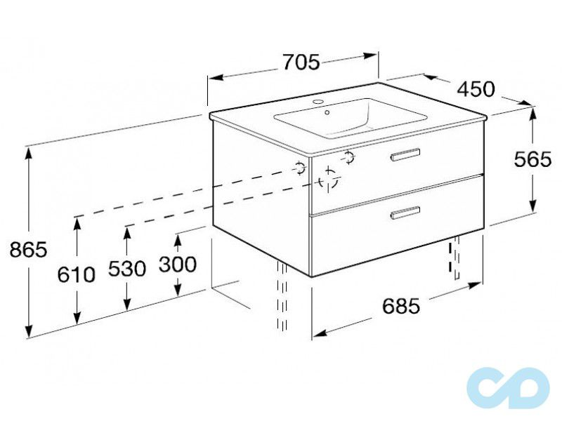 креслення Тумба з умивальником Roca Victoria A855853806