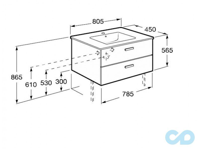 креслення Тумба з умивальником Roca Victoria A855852806