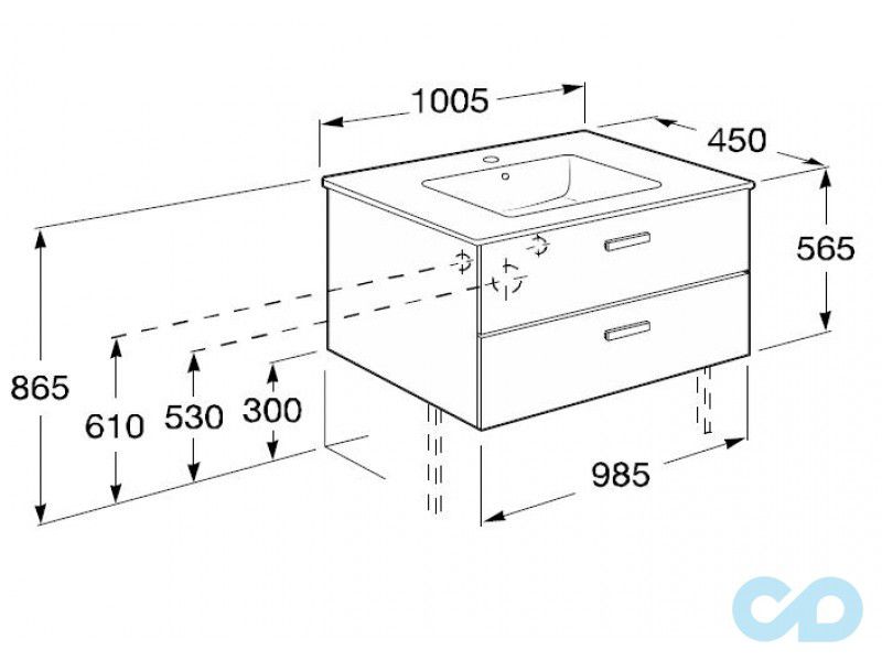 чертеж Тумба с умывальником Roca Victoria A855851806