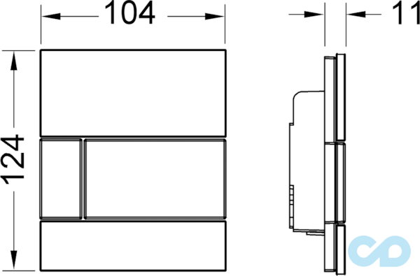 креслення Кнопка змиву для пісуара TЕСЕsquare 9242802