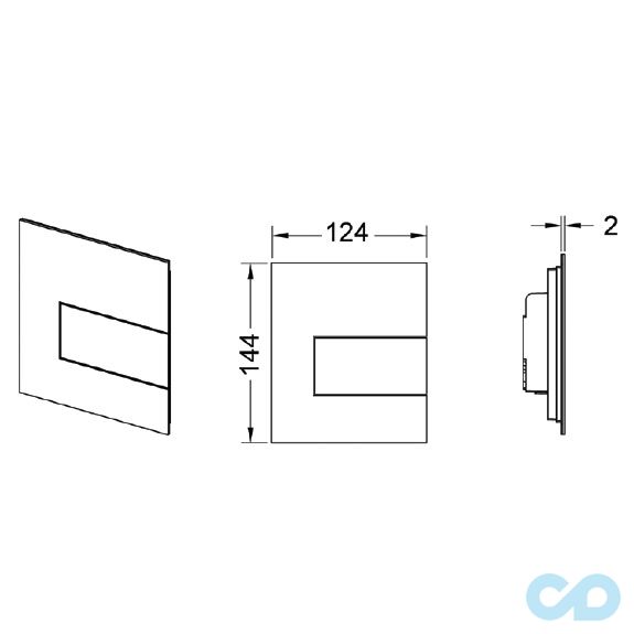 креслення Кнопка змиву для пісуара TЕСЕsquare 9242812