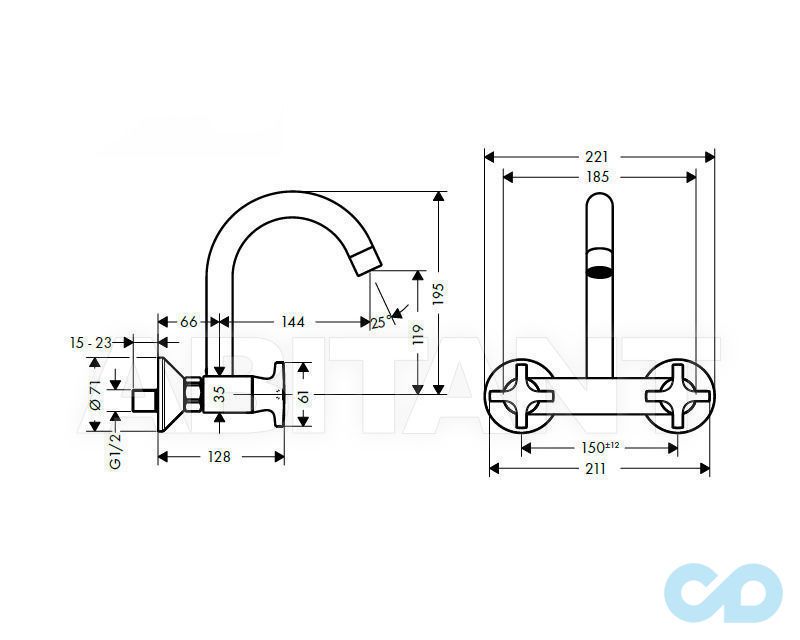 розмір змішувач для кухні hansgrohe logis 71286000