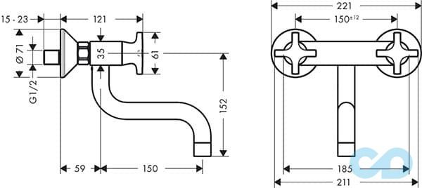 розмір змішувач для кухні hansgrohe logis 71287000
