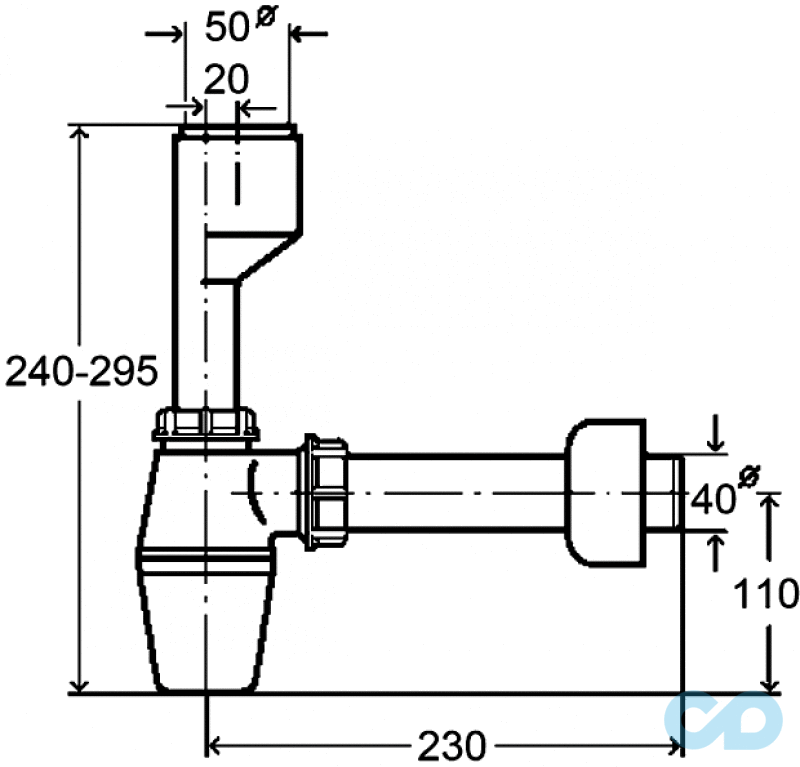 креслення Сифон для раковини Viega 112271