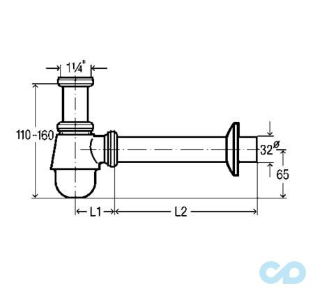 креслення Сифон для біде Viega 114619