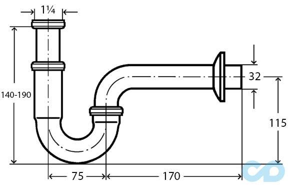 креслення Сифон для раковини Viega 305611
