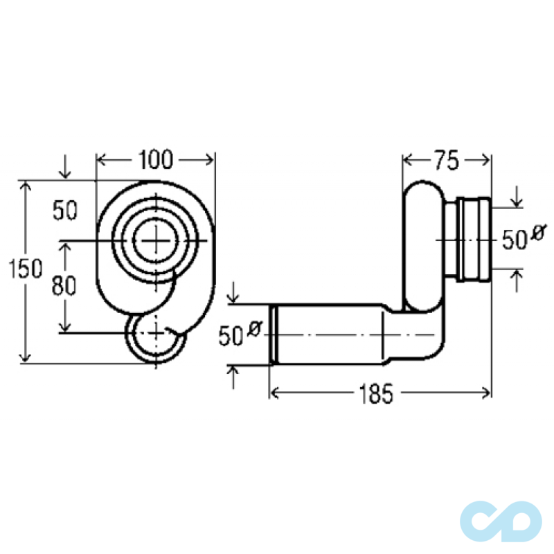 креслення Сифон для пісуара Viega 492465