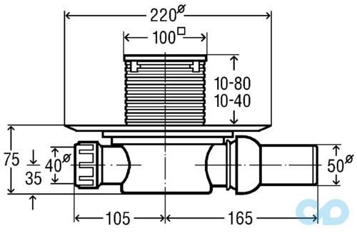 креслення Трап для ванної Viega 583248