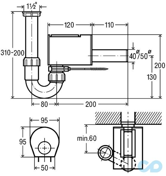 креслення Каналізаційний зворотний клапан Viega Sperrfix 607135