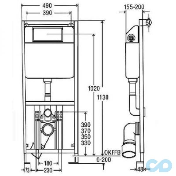 креслення Інсталяція для унітазу Viega Standard 3 в 1 727770
