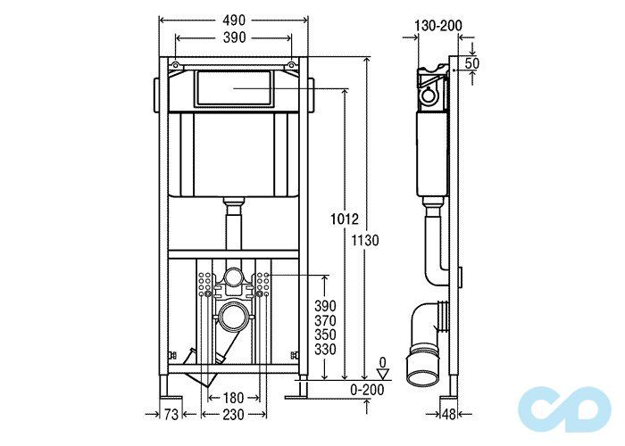 размеры инсталляция для унитаза viega eco plus 606664