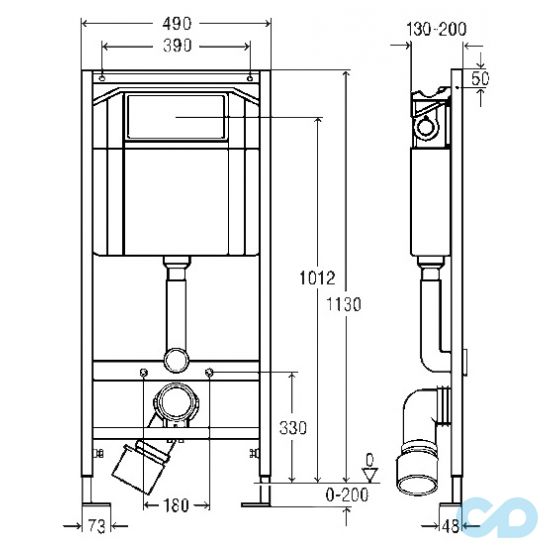 креслення Інсталяція для унітазу Viega Eco 606688