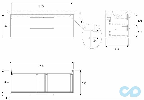 креслення Шафка під умивальник Kolo LIFE! 89462000