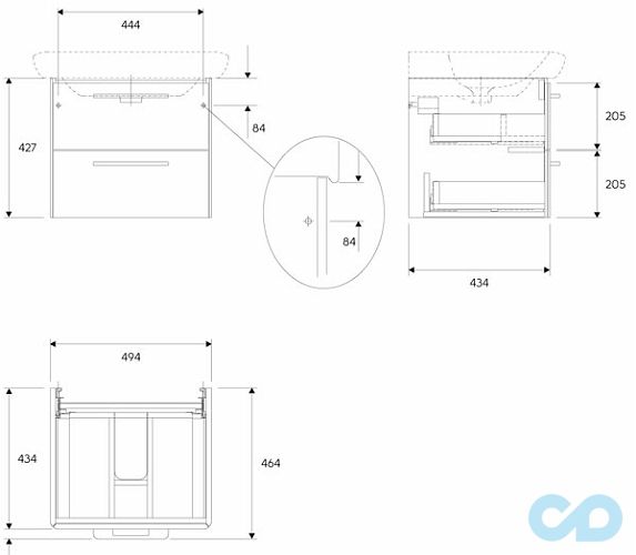 креслення Шафка під умивальник Kolo LIFE! 89455000