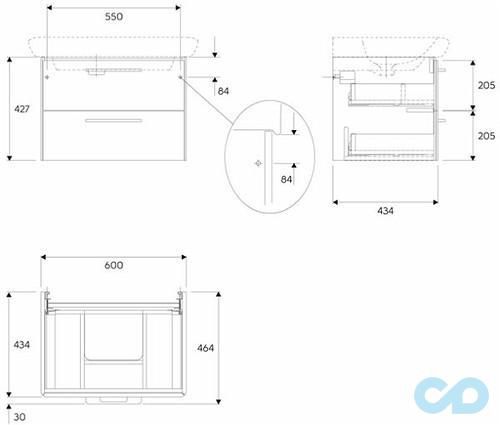 креслення Шафка під умивальник Kolo LIFE! 89468000