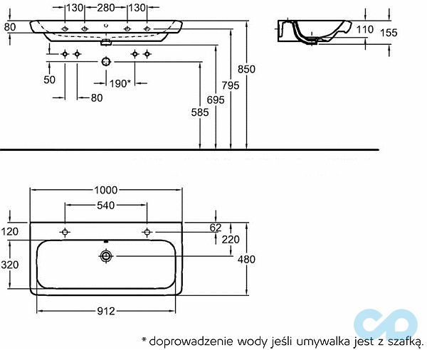 раковина kolo life! m21510900 размеры