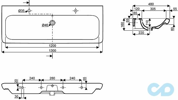 раковина kolo life! m21530000 розміри