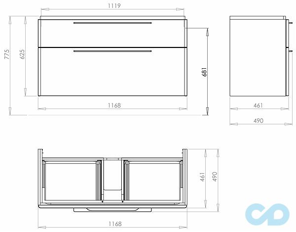 чертеж Шкафчик под умывальник Kolo Traffic 89439000