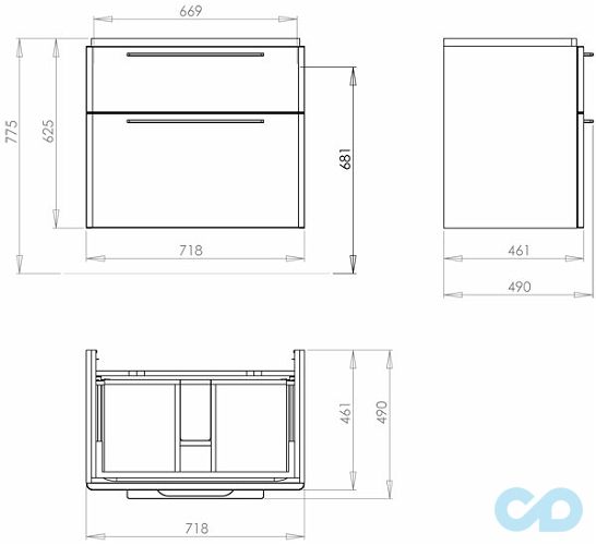 чертеж Шкафчик под умывальник Kolo Traffic 89526000