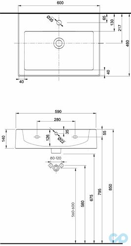 размеры раковина kolo twins l51160000