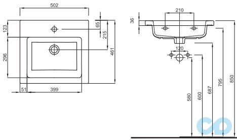 размеры раковина мебельная kolo twins l51950900